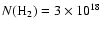 $N({\rm H_2}) =
3\times10^{18}$