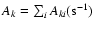 $A_k = {\sum_i A_{ki}({\rm s}^{-1})}$