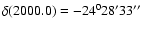 $\delta(2000.0) =-24^028'33''$