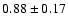 $0.88\pm0.17$