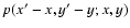 $p(x^\prime-x,y^\prime-y;x,y)$