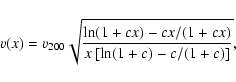 \begin{displaymath}v(x)=v_{200} \sqrt{\frac{\ln(1+cx)-cx/(1+cx)}{x\left[\ln(1+c)-c/(1+c)\right]}},\end{displaymath}