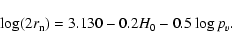 \begin{displaymath}
\log (2r_{\rm n})=3.130-0.2H_0-0.5\log p_{v}.
\end{displaymath}
