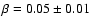 $\beta=0.05\pm0.01$