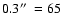 $0.3\hbox{$^{\prime\prime}$ }=65$