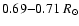 $0.69{-}0.71~R_\odot$