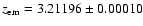 $z_{\rm em}= 3.21196\pm0.00010$