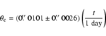 \begin{displaymath}
\theta_{\rm c} = (0\hbox{$.\!\!^{\prime\prime}$ }0101 \pm 0...
...\!\!^{\prime\prime}$ }0026)\left(\frac{t}{1~\mbox{day}}\right)
\end{displaymath}