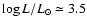 $\log L/L_\odot \simeq 3.5$