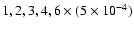 $1,2,3,4,6 \times (5\times 10^{-4})$