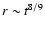 $r \sim t^{8/9}$