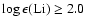 $\log \epsilon({\rm Li}) \ge 2.0$