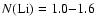 $N({\rm Li}) = 1.0{-}1.6$