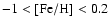 $\rm - 1 <[Fe/H] < 0.2$