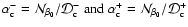 $\alpha_{\rm c}^{-} = \mathcal{N}_{\beta_0} / \mathcal{D}_{\rm c}^{-}
\; {\rm and} \;
\alpha_{\rm c}^{+} = \mathcal{N}_{\beta_0} / \mathcal{D}_{\rm c}^{+}$