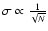 $\sigma
\propto \frac{1}{\sqrt{N}}$
