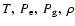 $T,\ P_{\rm e},\ P_{\rm g},\ \rho$