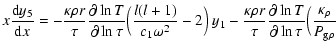 $\displaystyle x{{\rm d}y_5 \over {\rm d}x} =
-{\kappa\rho r \over \tau}{\partia...
...partial\ln{T}\over
\partial\ln\tau}\Big({\kappa_{\rho}\over {P}_{{\rm g} \rho}}$