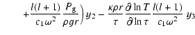 $\displaystyle \qquad
+{l(l+1)\over c_1\omega^2}{P_{\rm g}\over \rho gr}\Big)~y_...
...r \over \tau}{\partial\ln{T}\over
\partial\ln\tau}{l(l+1)\over c_1\omega^2}~y_3$