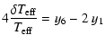 $\displaystyle 4{\delta{T}_{\rm eff}\over {T}_{\rm eff}} =
y_6-2~y_1$
