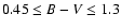 $0.45 \leq B-V
\leq 1.3$