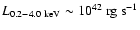 $L_{0.2-4.0~{\rm keV}}\sim 10^{42}~{\rm rg~s}^{-1}$