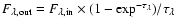$F_{\lambda, \rm out} = F_{\lambda, \rm in} \times (1
- \exp^{-\tau_{\lambda}}) / \tau_{\lambda}$