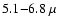 $5.1{-}6.8~\mu$