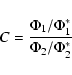 \begin{eqnarray*}C=\frac{\Phi_1/\Phi^*_1}{\Phi_2/\Phi^*_2}
\end{eqnarray*}