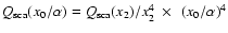 $Q_{\rm {sca}}(x_0/\alpha) = Q_{\rm {sca}}(x_2)/x_2^4 ~\times~
\left(x_0/\alpha\right)^4$