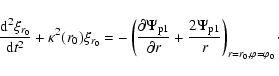 \begin{displaymath}{{\rm d}^2 \xi_{r_0}\over {\rm d}t^2} + \kappa^2(r_0) \xi_{r_...
...{2\Psi_{\rm p1}\over r}\right)_{r=r_0, \varphi=\varphi_0}\cdot
\end{displaymath}