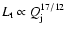 $L_{\rm t}\propto Q_{\rm j}^{17/12}$