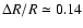 $ \Delta R/R\simeq 0.14 $