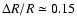 $\Delta R/R \simeq 0.15$