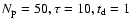 $N_{\rm {p}}=50, \tau =10, t_{\rm {d}}=1$