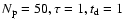 $N_{\rm {p}}=50, \tau =1, t_{\rm {d}}=1$