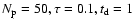 $N_{\rm {p}}=50, \tau =0.1, t_{\rm {d}}=1$