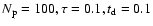 $N_{\rm {p}}=100, \tau =0.1, t_{\rm {d}}=0.1$
