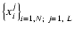 $\big\{x^{j}_{i}\big\}_{i=1,N;\ j=1,\ L}$