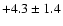 $+4.3 \pm 1.4$