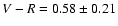 $V-R = 0.58 \pm 0.21$