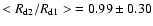 $<R_{\rm d2}/R_{\rm d1}>\ = 0.99 \pm 0.30$