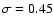 $\sigma=0.45$