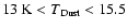 ${\rm 13~K} < T_{\rm Dust} < 15.5$