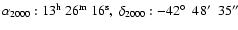 ${\rm\alpha_{2000} : 13^h~26^m~16^s, ~ \delta_{2000} : -42\hbox{$^\circ$ }~48\hbox{$^\prime$ }~35\hbox{$^{\prime\prime}$ }}$
