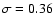 $\sigma = 0.36$