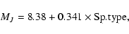 \begin{displaymath}M_J = 8.38 + 0.341 \times {\rm Sp.type},
\end{displaymath}