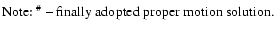 $\textstyle \parbox{8.5cm}{
Note: $^{\char93 }$\space -- finally adopted proper motion
solution.}$