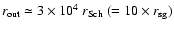 $r_{\rm out} \simeq 3 \times 10^4 ~{r_{\rm Sch}}\
(= 10 \times {r_{\rm sg}})$