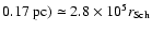 $0.17~{\rm pc}) \simeq 2.8 \times 10^5 {r_{\rm Sch}}$